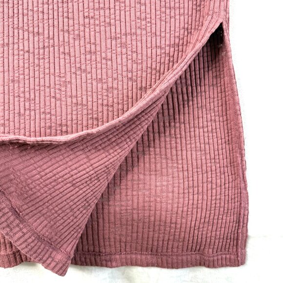 Free People FP Beach Collared Ribbed V Neck LS Maxi Sweater Dress Womens L Pink - Picture 4 of 8